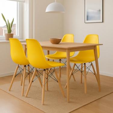Imagem de Kit 4 Cadeiras Wood Design – Assento para Sala de Jantar Escritório e Área Comercial (4 AMARELAS)