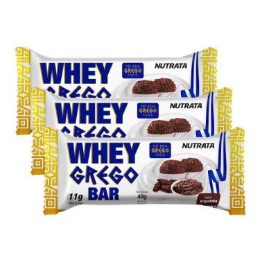 Imagem de Kit 3 Barra de Proteína Whey Grego Bar Nutrata Sabor Brigadeiro com 11
