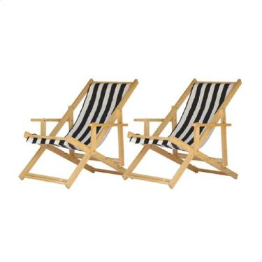 Imagem de Espreguiçadeira Preguiçosa Dobrável Madeira Maciça Com Braço Natural C