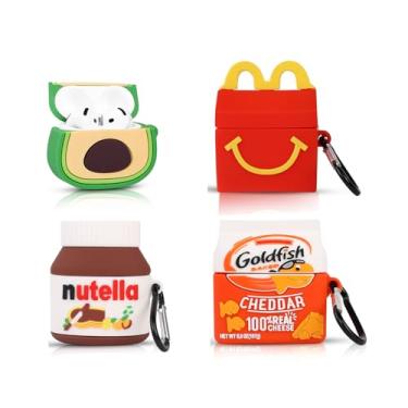 Imagem de Capa fofa para AirPods 4 (2024), capa de silicone XMBYGY com carregamento de desenho animado à prova de choque, capa protetora para fones de ouvido com mosquetão para homens e mulheres adolescentes (V