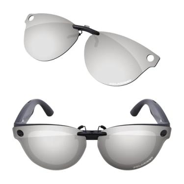 Imagem de Firtox Clipes de óculos de sol polarizados para Ray-Ban Meta Headliner (Gen 2) RW4013 50 mm (tamanho M 50), proteja seus olhos, Titânio prateado, RW4013-50