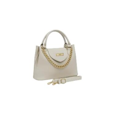 Imagem de Bolsa Feminina Transversal em Couro Sintético, Branca, com Alça em Corda, Design Minimalista, 26x20x8 cm, Fechamento Magnético