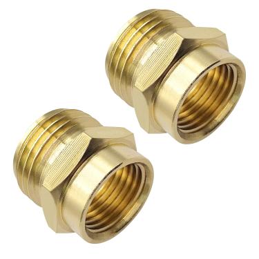 Imagem de Hooshing 2 peças adaptador de mangueira de jardim 1/5.1 cm NPT fêmea para 3/10.2 cm GHT macho rosca latão mangueira de jardim para acessórios de tubulação conectar