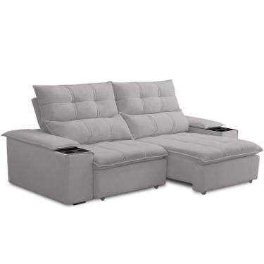 Imagem de Sofá Retrátil Reclinável Living 210cm ártico F04 Veludo Cinza - LYAM D