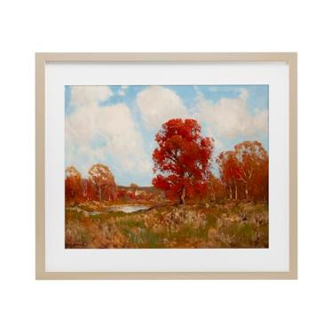 Imagem de Stupell Industries Impressão emoldurada de paisagem de outono com folhagem vermelha de bétula sob vidro, design por Arlington Prints, 13 x 16