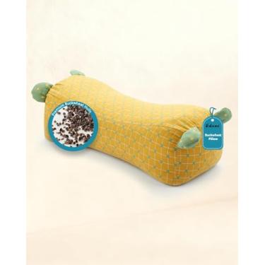 Imagem de Edomi Almofada de rolo cervical de trigo sarraceno ajustável, reforço cilíndrico firme para suporte lombar do pescoço, alívio da dor para ioga, uso reclinável para dormir, com fronha xadrez de pontos