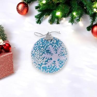 Imagem de Generic 1 peça de enfeites de bolas de Natal redondas de espuma de floco de neve azul 6 cm