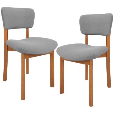 Imagem de Kit 02 Cadeiras Para Sala de Jantar Cozinha Living Estofada Dara L02 Bouclê Cinza - Lyam Decor