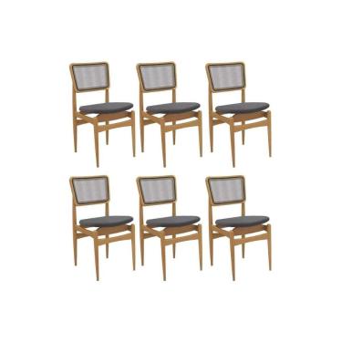 Imagem de Cadeira Sala De Jantar Stela 1cmm013ca Premium Madeira Maciça Kit 6 Un Carvalho-boucle Bege Fendi-tela Bege - Kappesberg