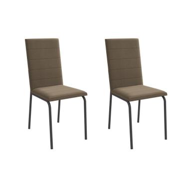 Imagem de Cadeira De Cozinha Amsterdã 2c091 Aço Kit 2 Un Preto-suede Cappuccino - Kappesberg