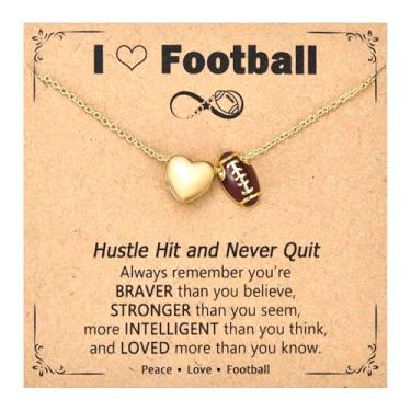 Imagem de PODLEV Presentes de futebol para mulheres e meninas, colar com pingente de coração banhado a ouro ajustável, acessórios esportivos, joias, Natal, aniversário, dias de jogos, presentes para fãs de