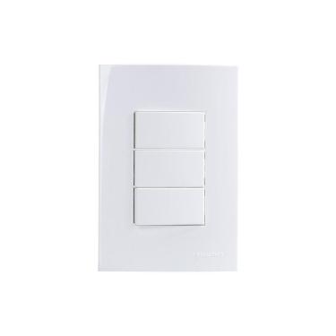 Imagem de Interruptor Simples Triplo Margirius Sleek 10a Com Placa 4x2 Branco Branco