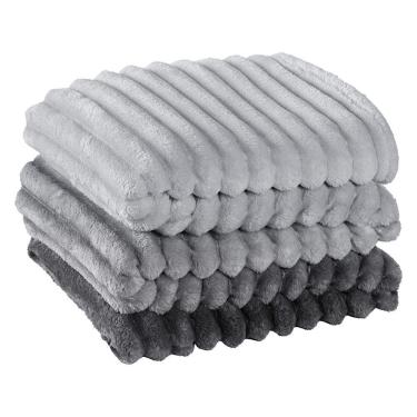 Imagem de Cobertor Manta Tuffy Ultrasoft Flannel Queen 2,40m X 2,20m Degradê 01 Peça - Grafito Cinza