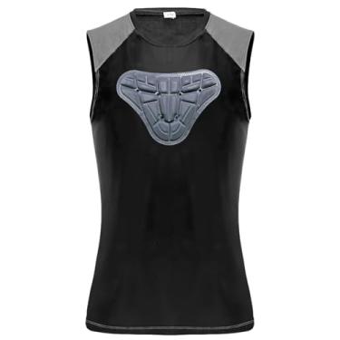 Imagem de Camisa de futebol juvenil preta sem mangas, material de proteção com enchimento de espuma no peito, colete de treinamento de elastano para basquete, vários