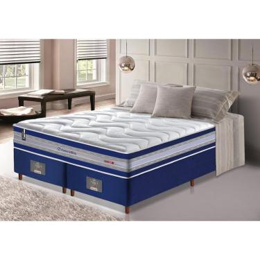 Imagem de Conjunto Cama Box Queen De Molas Ensacadas D33 Cama Inbox Select Firme 158x198x71 Azul