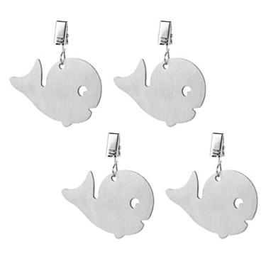 Imagem de Conjunto de 4 clipes de mesa de piquenique de aço inoxidável com pesos pendentes - mantenha sua toalha de mesa segura do lado de fora com borboleta, peixes, tartarugas, baleias - Ótimo para festas ao