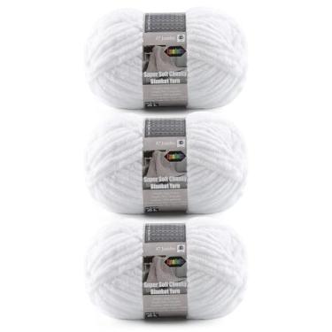 Imagem de Fio de chenille de veludo para crochê super volumoso - 1 novelo de 200 g - Cobertor de bebê ultramacio fio de pelúcia grosso para tricô, cobertores grossos de crochê Amigurumi (76,6 m) (3, branco)