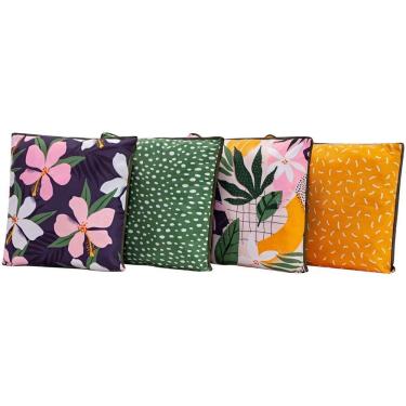 Imagem de 4 Capas De Almofadas Floral Verde/rosa 45cmx45cm