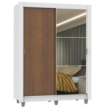 Imagem de Guarda Roupa 2 Portas 1 Espelho Rustic Branco Denver Madesa