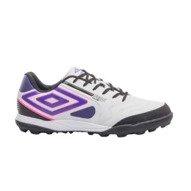 Imagem de Chuteira Society Umbro Pro 5 Bump Club Adulto Branca Preta e Roxa - 39