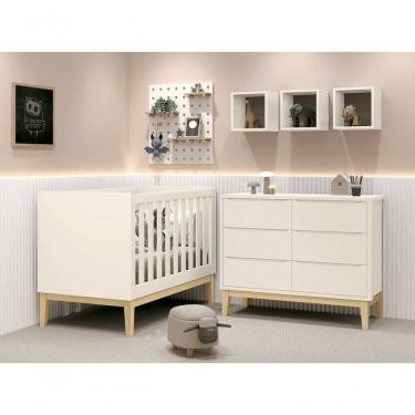 Imagem de Jogo De Quarto Para Bebê Classic New Areia Fosco Com Natural - Moveisaqui