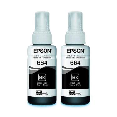 Imagem de Kit Tinta Epson autêntico T664 664 2 Pretos L395 L380 L375 L220 L455 - Refil