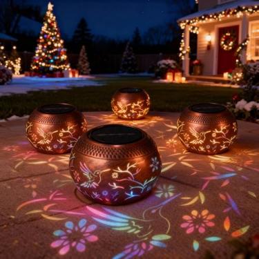 Imagem de Lanternas solares à prova d'água, 3 modos de luz solar de beija-flor de metal retrô - 8 cores que mudam de cor lanternas de mesa decorativas presentes para mulheres - jardim, quintal, pátio, decoração