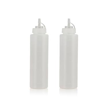Imagem de WELKOR Garrafas de apertar para molhos, dispensador de condimentos à prova de vazamento, conjunto de garrafas de espremer de restaurante sem BPA com boca larga para ketchup, mostarda, xarope e molhos