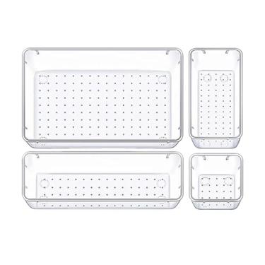 Imagem de Rrlihjgu Kit Organizador De Gavetas | 4 Tamanhos Organizadores Transparentes E Caixas De Armazenamento - Caixas Divisórias Para Cosméticos De Maquiagem Para Quarto Escritório Toucador |