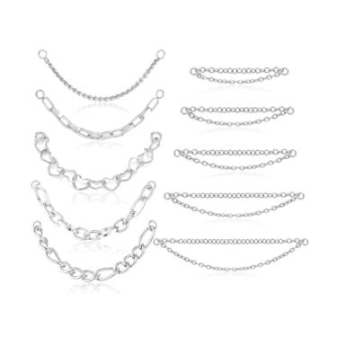 Imagem de Tornito 10 anéis de nariz, corrente de aço inoxidável, corrente de nariz duplo, joias de piercing de narina para mulheres e homens, tom prata 32/35/38/40/45/50 mm, Aço inoxidável, Sem Pedra Preciosa