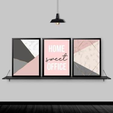 Imagem de Kit Quadros Home Office Feminino Rosa 33X24Cm - 3 Peças - Quadros On-L