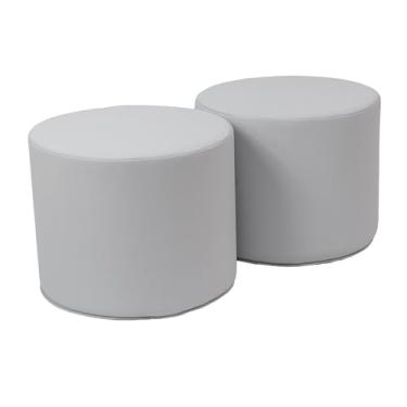 Imagem de Conjunto de 2 peças com detalhes redondos de 38 cm para crianças de 3 a 7 anos (altura do assento de 30,5 cm). Móveis infantis modernos, assentos leves de espuma para casa, sala de jogos, sala de aula
