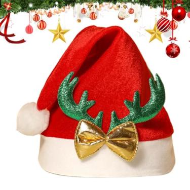 Imagem de Chapéus de Natal para Mulheres,Acessório de Cabeça Festivo com Chifres de Rena,Gorro Do Pai Natal Unissexo Para Feriados - Para Aniversários Feriados Ano Novo Mulheres Rapazes Raparigas Jovens E