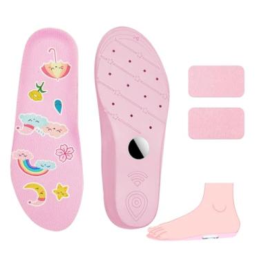 Imagem de Palmilhas para dispositivo de rastreamento de AirTag, inserções para crianças, crianças e adultos, confortáveis montadas com segurança, arco-íris (195-210 mm criança 13,5 - criança grande 2, rosa)