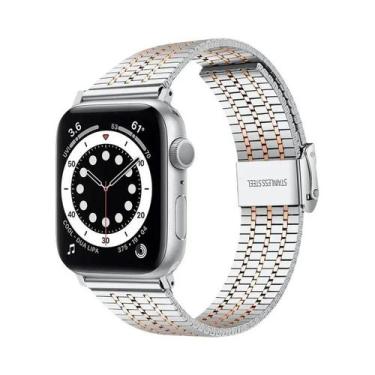 Imagem de Pulseira De Elos De Aço Inoxidável De 45mm 41mm 44mm 40mm Para Apple W