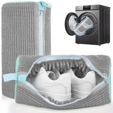Imagem de FANCYFEB Bolsa para máquina de lavar sapato: 2 pacotes reutilizáveis sacos de limpeza de sapatos, saco de lavanderia resistente para lavadora e secadora, limpeza profunda de 360° para tênis, tênis