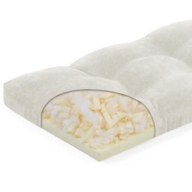 Imagem de baibu Almofada de banco de espuma viscoelástica com design de camada dupla de 106 cm, almofada de assento retangular supermacia para ambientes internos e externos, almofada de espuma de tamanho padrão