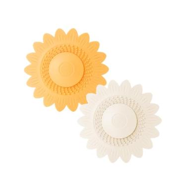 Imagem de Pacote com 2 conjuntos de filtros de drenagem com design de flores - Captador de cabelo elegante e capa de ralo de chuveiro, acessório de banheiro de prevenção de entupimento para banheiras/pisos