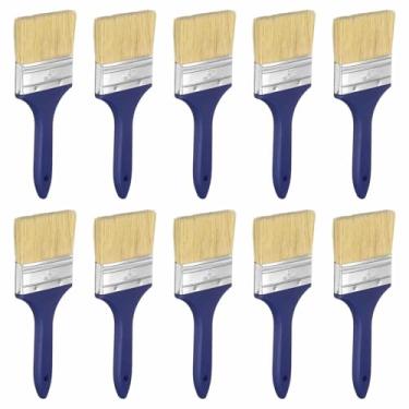 Imagem de HARFINGTON 20 pincéis de tinta de 7,6 cm, sem lascas, cerdas de fibra de PET com cabo azul de plástico para tintas, artesanato, vernizes, colas, gesso, parede, móveis, cercas