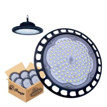Imagem de Kit Luminária Led Ufo Highbay 100w Redondo Galpão Industrial Branco Fr