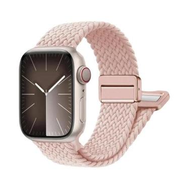 Imagem de Pulseira De Nylon Trançada Para Apple Watch, Bracelete Magnético Compa