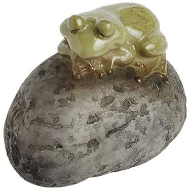 Imagem de Top Collection Estátua em miniatura de jardim de fadas e terrário, sapo fofo dormindo em pedra