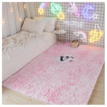 Imagem de SPXMQSS Tapetes de área para sala de estar, tapete de pelúcia longo macio para quarto, antiderrapante, antiderrapante, lavável à máquina para sala de estar, quarto, cabeceira, casa rosa C 200 x 250 cm