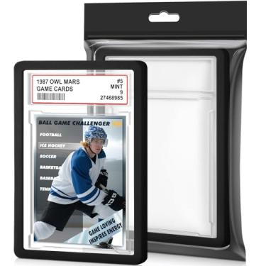 Imagem de 1 pacote com placa de cartão graduado com conjunto de para-choques de laje PSA, protetor de placa de TPU rígido PSA protetor de placa de cartão classificado com posição de etiqueta para cartões de