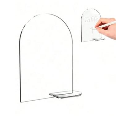 Imagem de 5 peças de suportes de mesa de acrílico em branco com arco transparente - placas de mesa de recepção de casamento para aniversário, festa de noivado, jantar e decoração de aniversário (1 peça)
