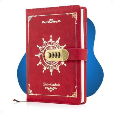 Imagem de Caderneta Executiva Marca Páginas Fita Diário Cadeado Senha - Hxt, Ros