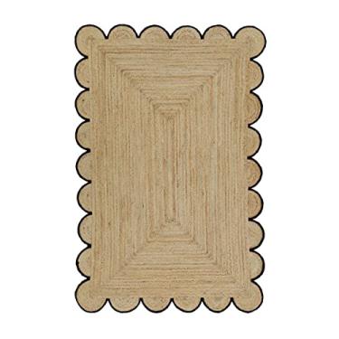 Imagem de Weaving Village Tapete de área de juta natural recortado, acabamento colorido