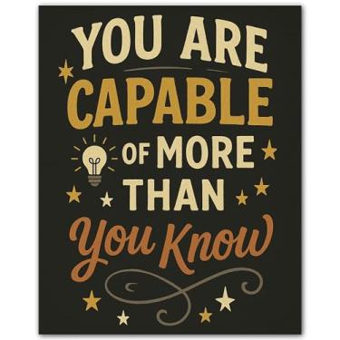 Imagem de You Are Capable of More than You Know - Pôster motivacional - Arte de parede com citação inspiradora para sala de aula, escritório, academia, casa, - Impressão sem moldura 20 x 25 cm