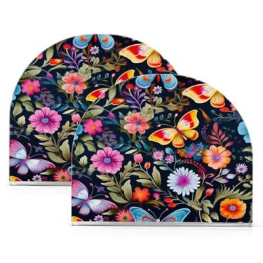 Imagem de Wassud Porta-guardanapos acrílico borboletas flores, dispensador de guardanapos de papel moderno em forma de U para mesa, cozinha, sala de jantar, bancada 2 peças (comporta 50-60 guardanapos)