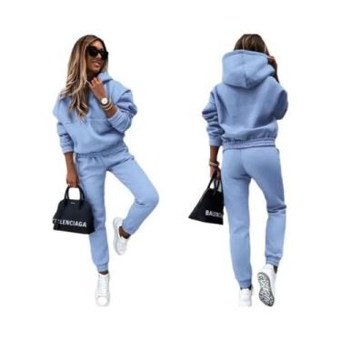 Imagem de Conjunto De Moletom Feminino Oversized De Inverno Em Duas Peças, Hoodi